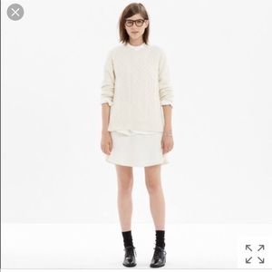 madewell boulevard white wool flare skirt